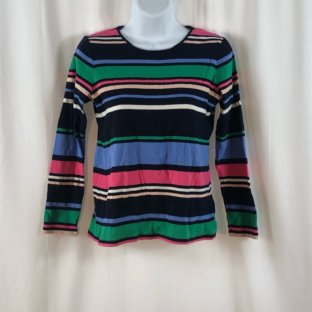 Talbots Cotton knit striped long sleeve T-shirt SP